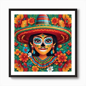 Day Of The Dead Mexican Girl 1 Art Print