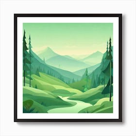 Misty mountains background in green tone 97 Art Print