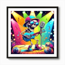 Skeleton With Guitar 3 Art Print