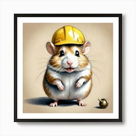 Hamster In Hard Hat 3 Art Print