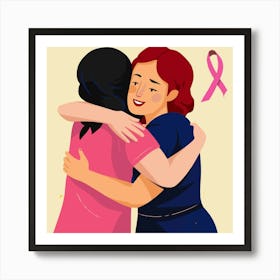 Women Breast Cancer Awareness background with brassiere Calligraphy in Pink Ribbon international symbol for month October suitable for clipart and poster and wall art 11 Art Print