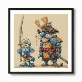 Myeera A Samurai And A Smurf Mixture 7b3a9b4f D96e 4290 928f Ffa1de29b1fe Art Print