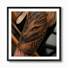 Minimalist Dragon Tattoo Art Print