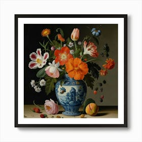 Flowers In A Blue Vase 2 Poster