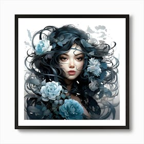 Girl in blue Art Print