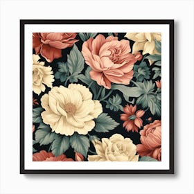 Vintage Floral Pattern Art Print