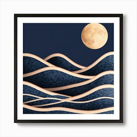 Moon And Waves 21 Affiche