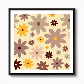 Retro Vintage Boho Spring Floral Pattern In 60s Style Art Print