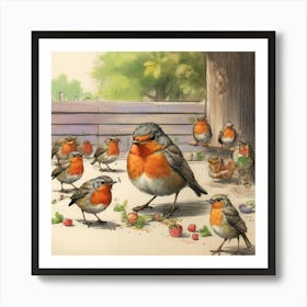 Robin Family Art Print