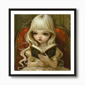 Little Girl Reading A Book 2 Art Print