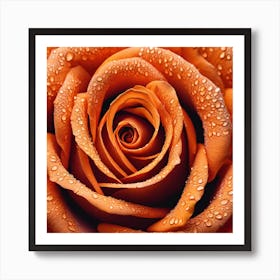 Orange Rose With Water Droplets Art Print