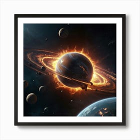 Default Create A Picture Of A Planet Colliding Into Another Pl 2 Art Print