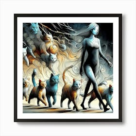 Cat Lady Art Print