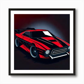 Car Red Artwork Of Graphic Design Flat (69) Art Print
