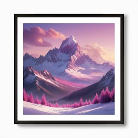 Snow Landscape Paintings Art Print Art Print