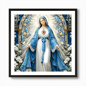 Stained Glass Virgin Mary Art Print