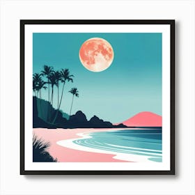 Full Moon At The Beach 3 Art Print