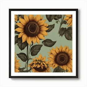 Default Default Retro Vintage Sunflower For Defferent Seasons 1 (1) Art Print
