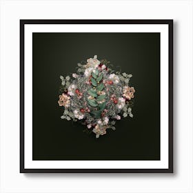 Vintage Twistedstalk Flower Wreath on Olive Green n.1979 Art Print