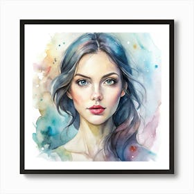 Watercolor Portrait Of A Woman 1 Art Print