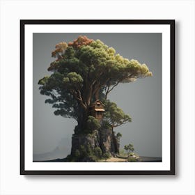 Tree House On An Island Art Print