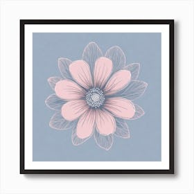 A White And Pink Flower In Minimalist Style Square Composition 63 Art Print