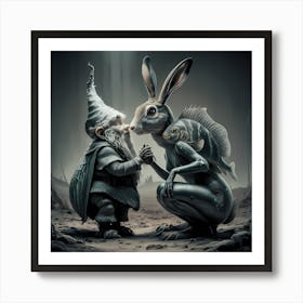 Gnome And Rabbit Art Print