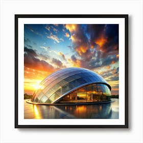 Modern Building At Sunset Poster