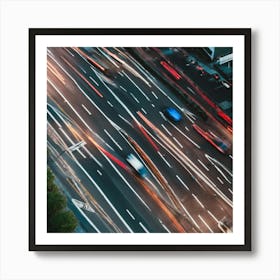 Aerial View Of City Traffic Art Print