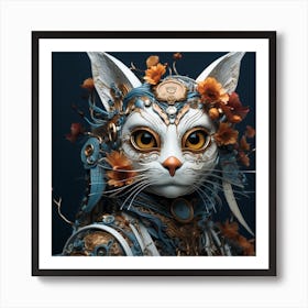 Cat With Flowers Art Print