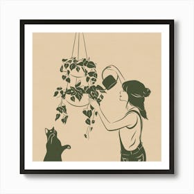Cat Lady or Plant Lady Art Print