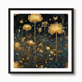 Gilded Garden Nocturnal Blooms (2) Art Print