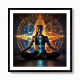 Energy auras Meditating Woman Art Print