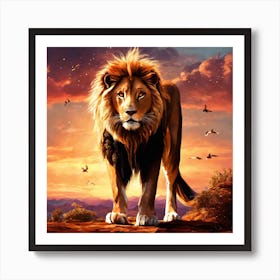 Lion At Sunset Art Print