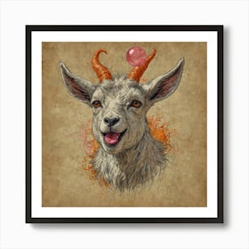 Goat With Horns 3 Art Print