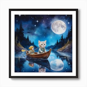 Cat In A Boat 14 Art Print