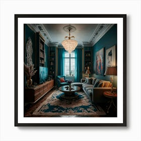 Blue Living Room 3 Art Print