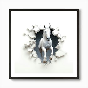 Horse Jumping Through A Hole Art Print