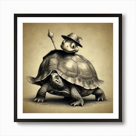 Turtle On A Hat Art Print