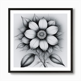 Black And White Flower Art Print