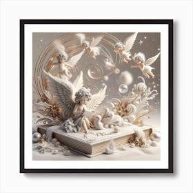 Angels On A Book 3 Art Print