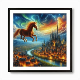 Horse In The City Art Print