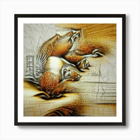 Squirrels In A Tree Art Print