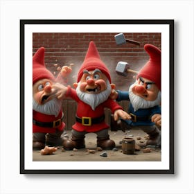 Gnomes Fighting Art Print