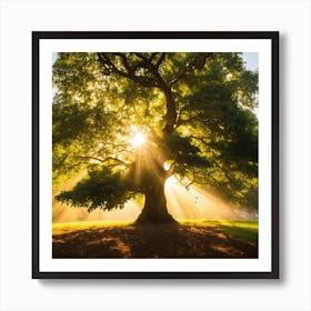 Sun Rays Through A Tree Art Print