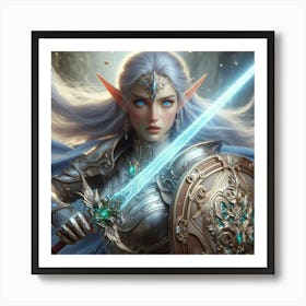Elf Girl With Sword 2 Art Print