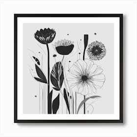 Black And White Flowers Art Print