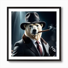 Polar Bear Smoking A Cigar Art Print