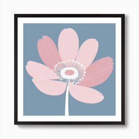 A White And Pink Flower In Minimalist Style Square Composition 138 Art Print