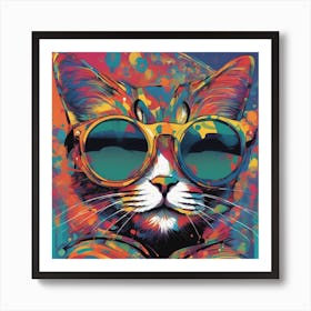 Cat, New Poster For Ray Ban Speed, In The Style Of Psychedelic Figuration, Eiko Ojala, Ian Davenport (3) Art Print